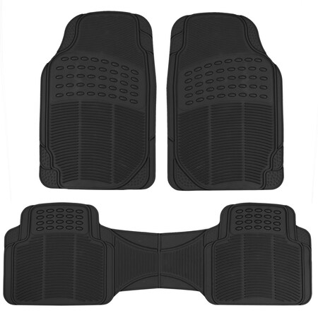 Bdk Standard Rubber Car Floor Mats/Black - 3 Pieces, Trimmable MT-583-BK